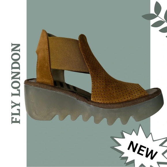Fly London Biga  Wedge Open
Toe Platform SandalSuede
Cognac Size 10 - 10.5 US 41 - Picture 3 of 8